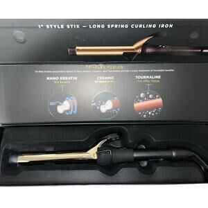 Style Stix 24k Gold Barrel Long Spring Hair Curling Iron 1 In